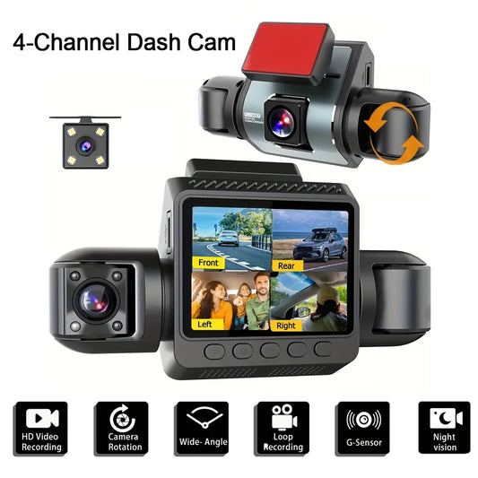 4-Channel Car Dash Cam with Night Vision