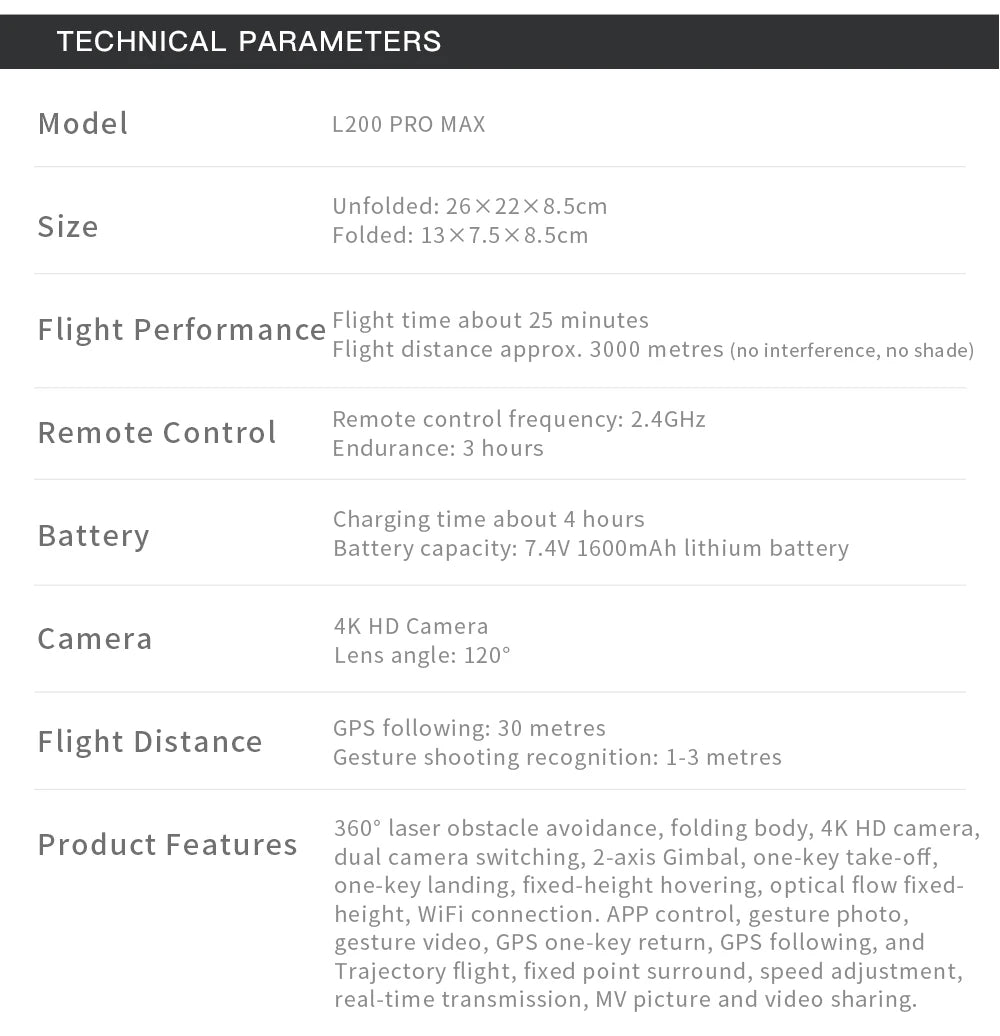 L200 Pro Max 4K GPS Drone