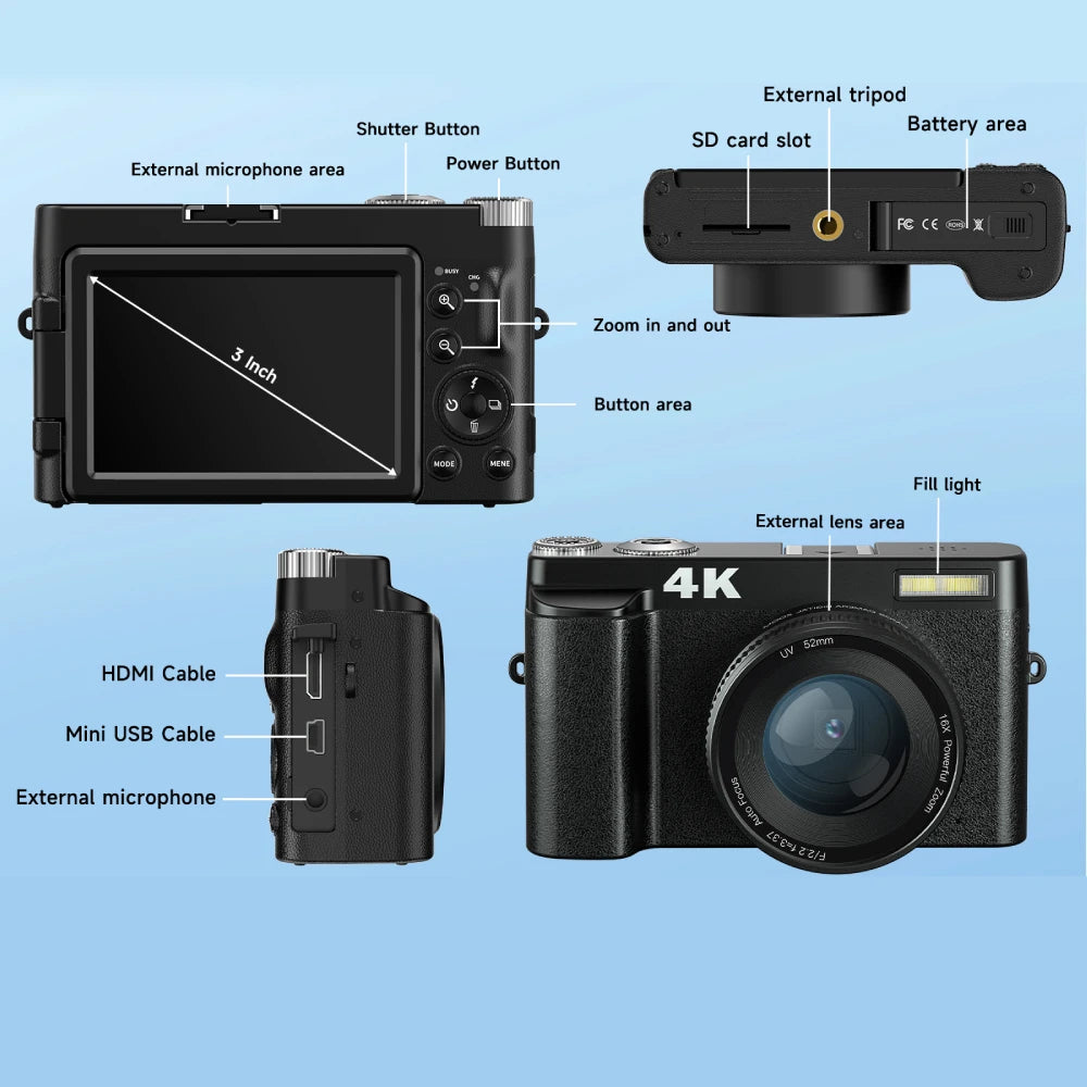 4K Vlogging Camera with Flip Screen