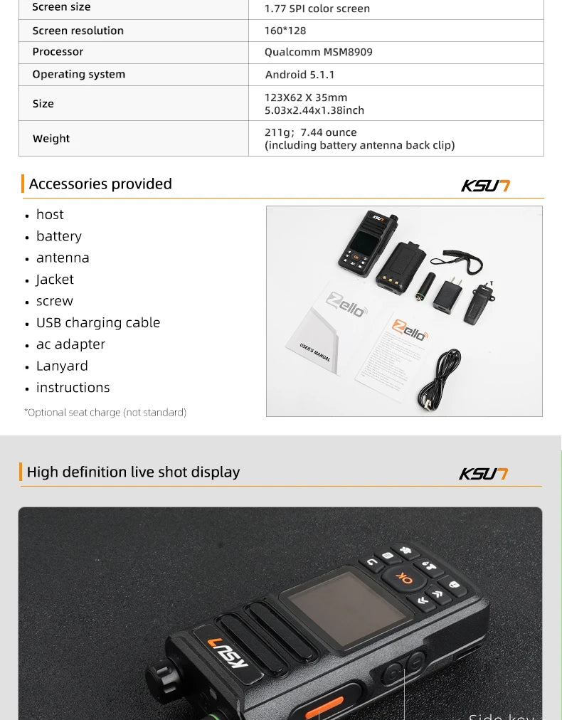 KSUT ZL18 4G POC Walkie Talkie