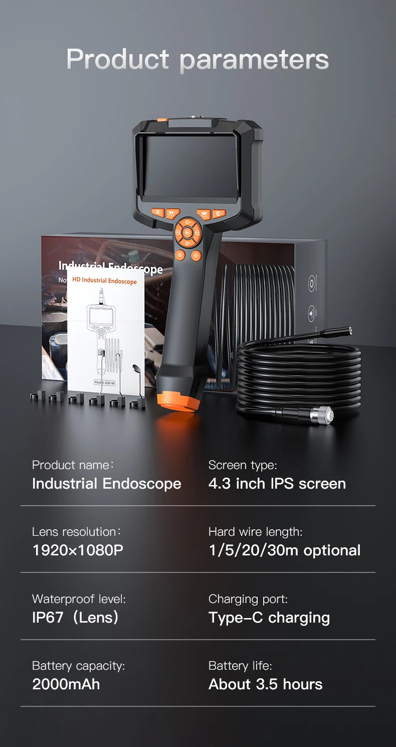 1080P Industrial Endoscope with 4.3" Screen