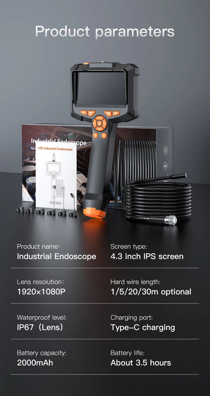 1080P Industrial Endoscope with 4.3" Screen